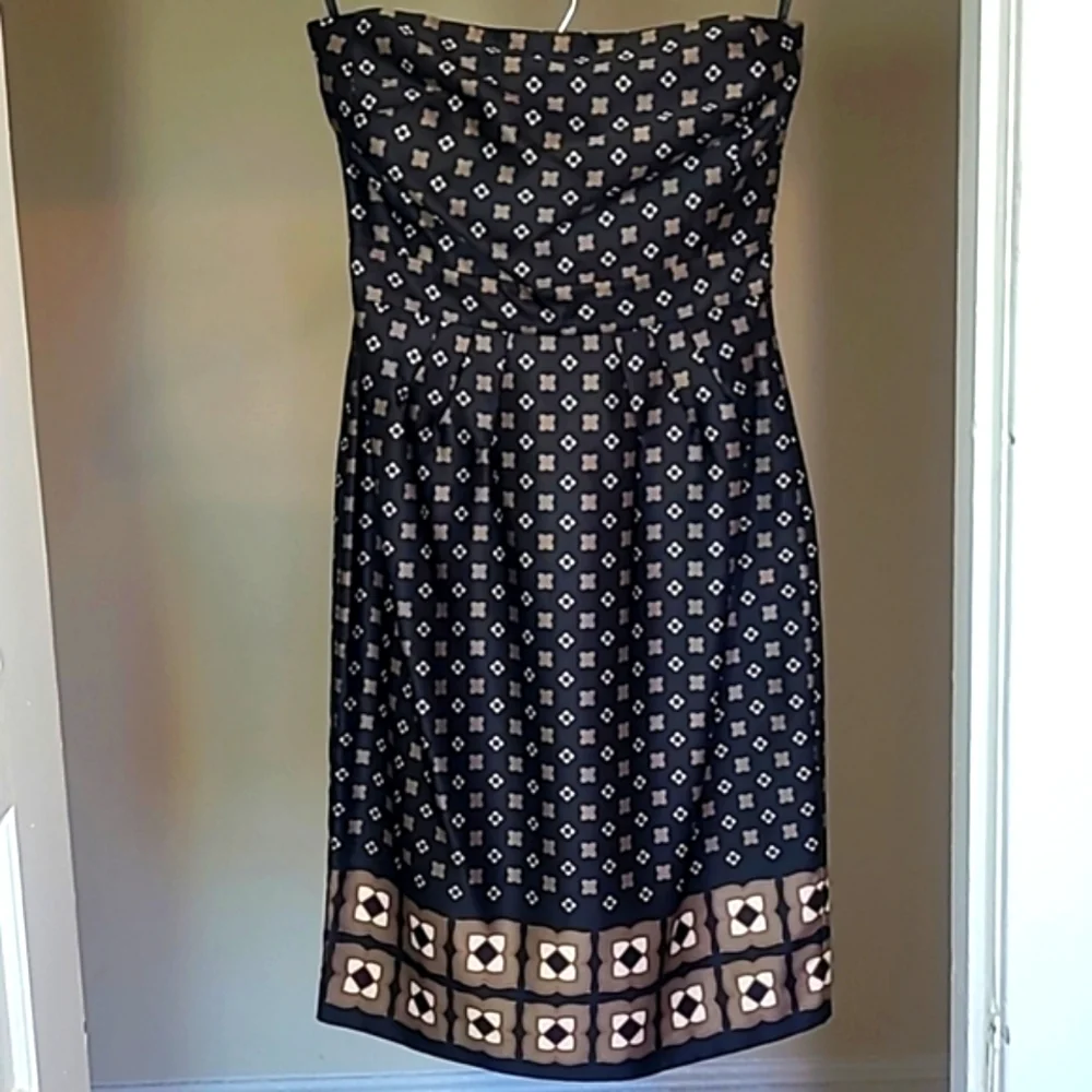 NWT Banana Republic Strapless Satin Mini Dress Geometric Print Sz 0 - Picture 3 of 14